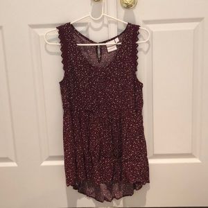 LC Lauren Conrad Burgundy Flowy Top